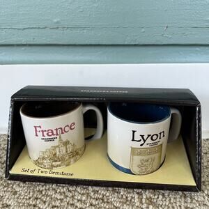 Starbucks NIB Lyon France you are here city mugs demitasse espresso 3 oz coffee